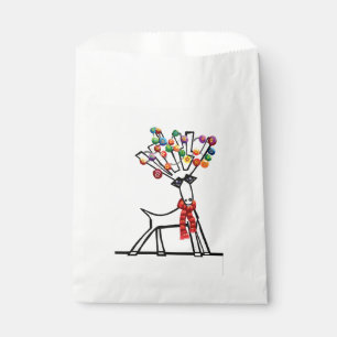 Reindeer, Christmas baubles, red scarf and snow Favour Bags