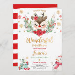 Reindeer Christmas Birthday Party Red Winter Deer Invitation<br><div class="desc">Reindeer Christmas Birthday Party Red Winter Deer Invitation</div>