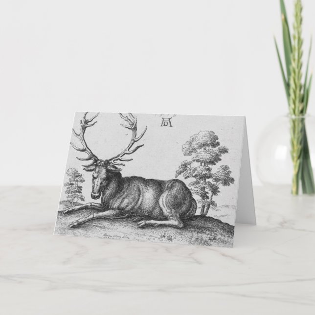 Reindeer Christmas Card Albrecht Durer Engraving (Front)