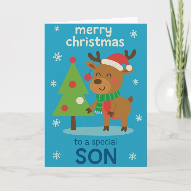 Reindeer Christmas Card for Son (Front)