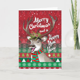  Reindeer Christmas card to customise