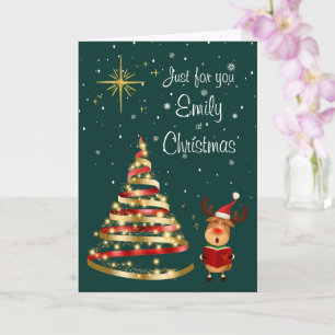 Reindeer Christmas Carol Singer Greeting Card