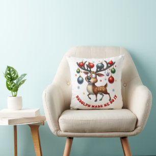 Reindeer Christmas Cartoon Cushion