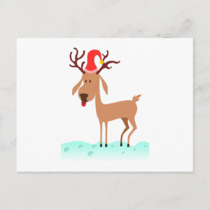 Reindeer Christmas cartoon Holiday Postcard