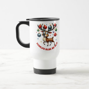 Reindeer Christmas Cartoon Travel Mug