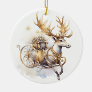 Reindeer Christmas Ceramic Ornament