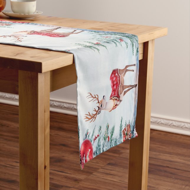 Reindeer Christmas Christmas Holiday Table Runner (In Situ)