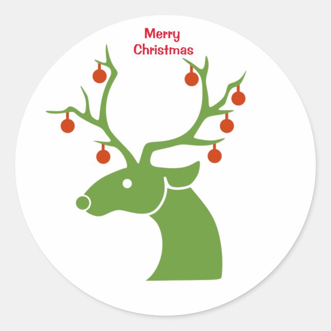 Reindeer Christmas Classic Round Sticker (Front)