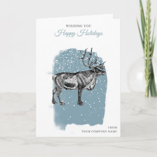 Reindeer Christmas Clients Customer Employees Holiday Card