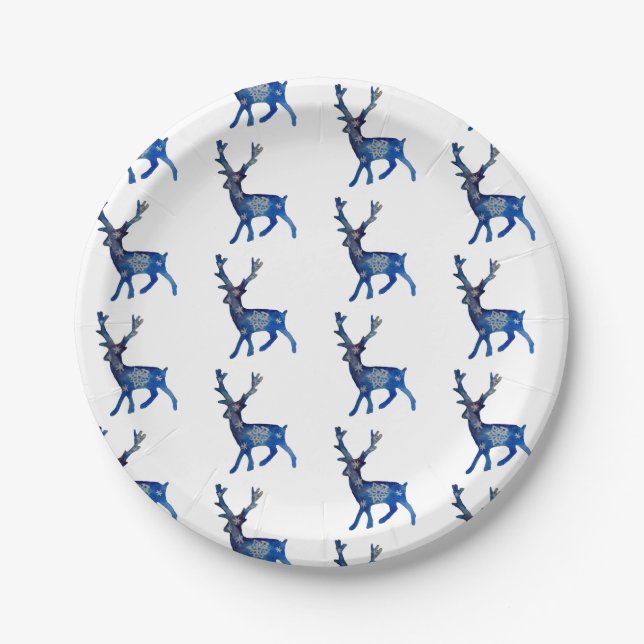 Reindeer Christmas Custom Paper Plates 7 in (Front)