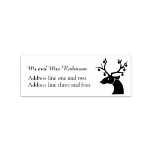 Reindeer Christmas Custom Return Address Rubber Stamp