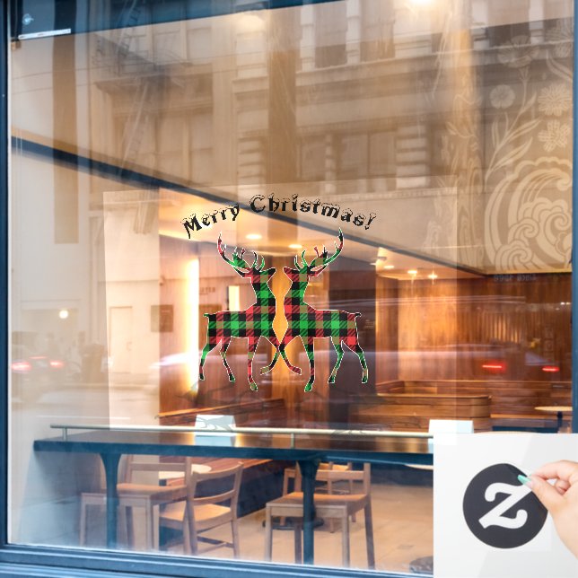 Reindeer Christmas Decoration Happy Customers  Window Cling (Cafe Window)