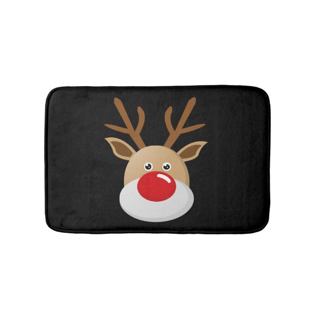 Reindeer Christmas Deer Rudolf Bath Mat (Front)