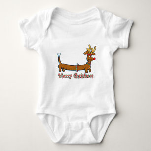 Reindeer Christmas Doxie Baby Bodysuit