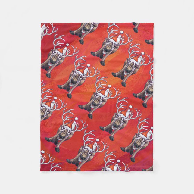 Reindeer Christmas Fleece Blanket (Front)