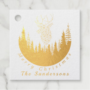 Reindeer Christmas Forest I Monogram Favour Tags