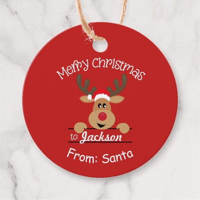 Reindeer Christmas gift hang tag (Front)