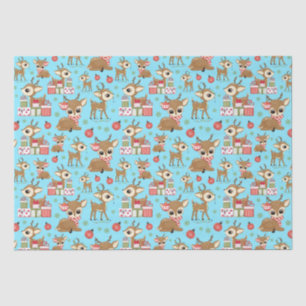 Reindeer Christmas Gift Ornament Snowflake Blue Tissue Paper