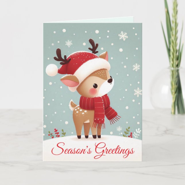 Reindeer Christmas Holiday Card (Front)