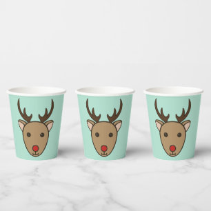 Reindeer Christmas Holiday Coffee Paper Cups 