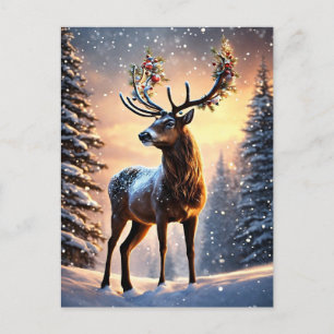 Reindeer Christmas Holiday Postcard