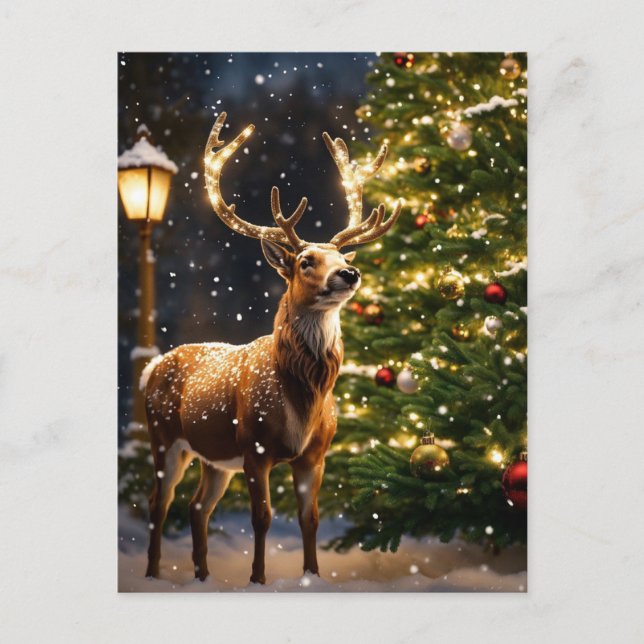 Reindeer Christmas Holiday Postcard (Front)