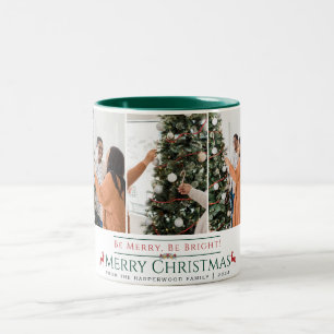 Reindeer Christmas holidays Script Family 3 Photo Two-Tone Coffee Mug