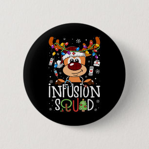 Reindeer christmas infusion nurse squad stethoscop 6 cm round badge