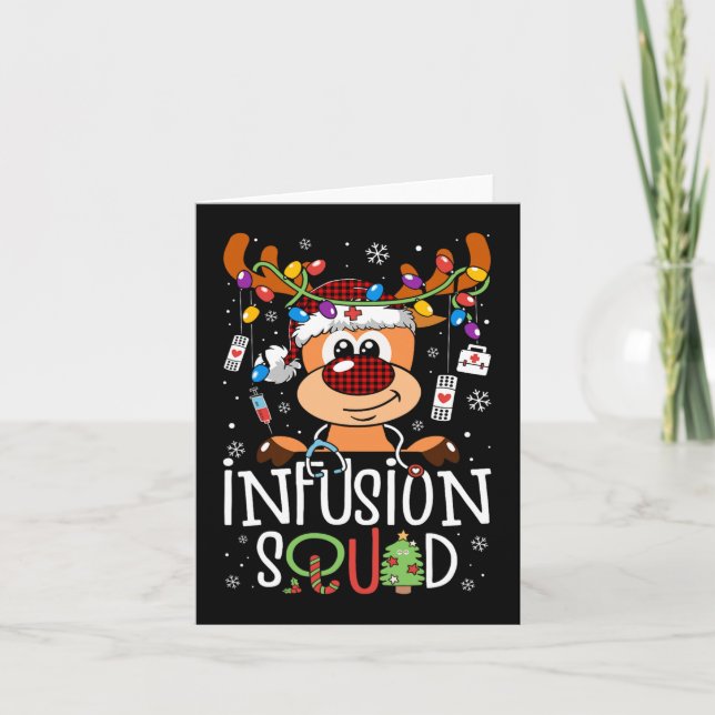 Reindeer christmas infusion nurse squad stethoscop card (Front)