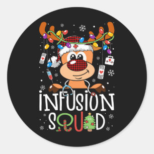 Reindeer christmas infusion nurse squad stethoscop classic round sticker