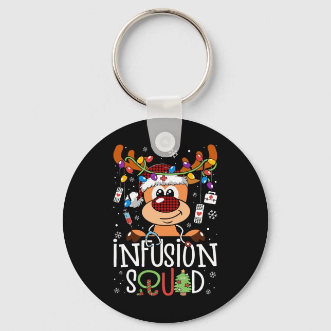 Reindeer christmas infusion nurse squad stethoscop key ring (Front)