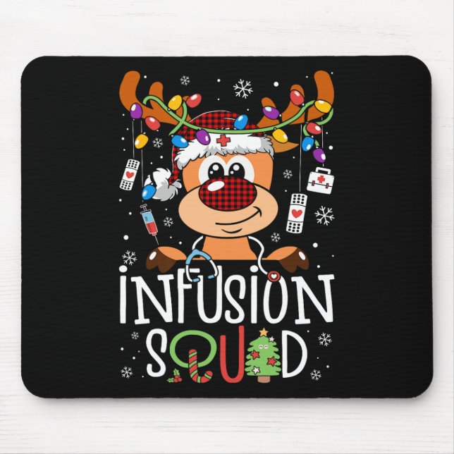 Reindeer christmas infusion nurse squad stethoscop mouse mat (Front)