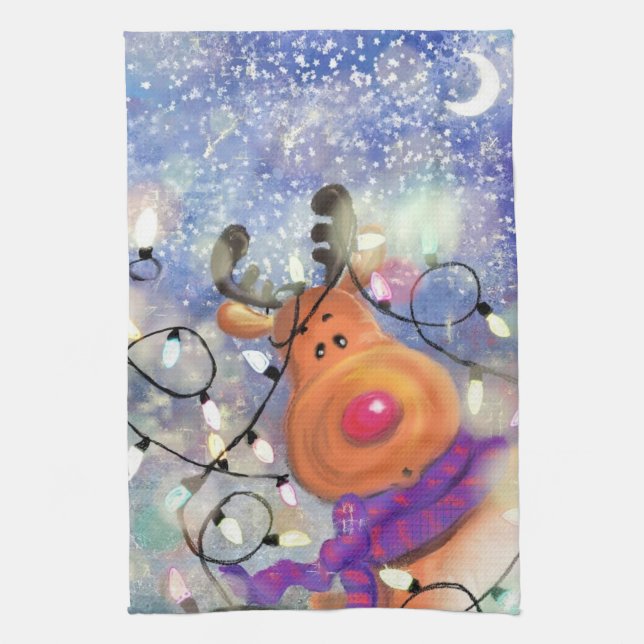 Reindeer Christmas Kitchen Towel (Vertical)