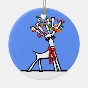 Reindeer Christmas lights Ceramic Tree Decoration
