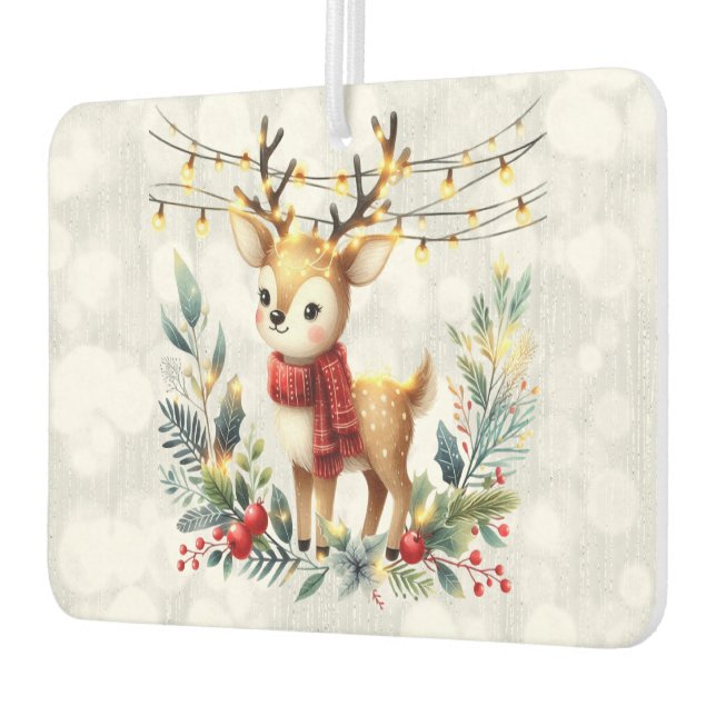 Reindeer Christmas Lights Glittery Car Air Freshener (Left)