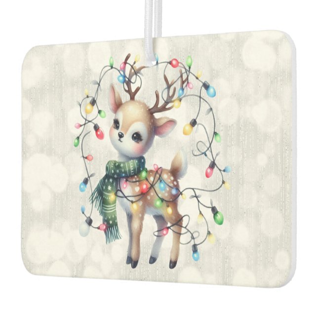 Reindeer Christmas Lights Glittery Car Air Freshener (Left)