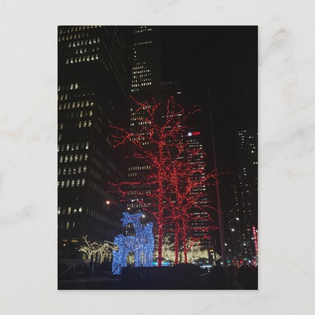 Reindeer Christmas Lights New York City Manhattan Holiday Postcard (Front)