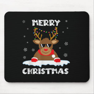 Reindeer Christmas Lights Santa Deer Rudolph Merry Mouse Mat