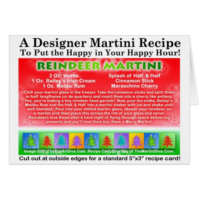 Reindeer Christmas Martini Recipe Card (Front Horizontal)
