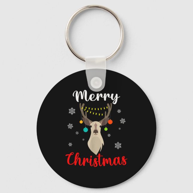 Reindeer Christmas Merry Christmas  Key Ring (Front)