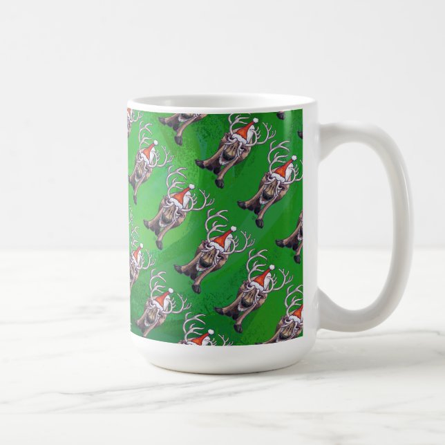 Reindeer Christmas On Green Coffee Mug (Right)