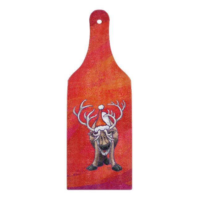 Reindeer Christmas On Green Cutting Board (Front)