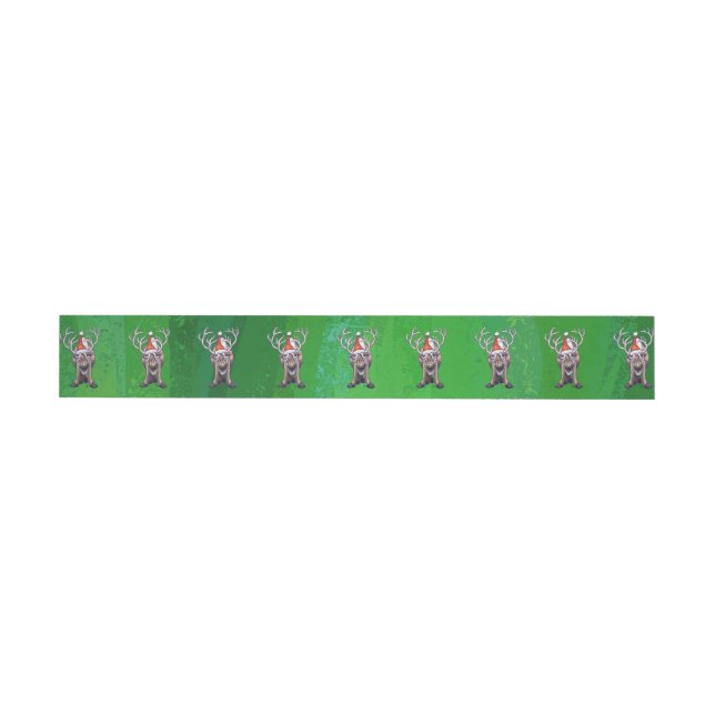 Reindeer Christmas On Green Wraparound Address Label (Individual)
