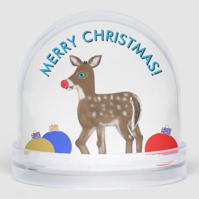 Reindeer Christmas Ornaments PHOTO  Snowglobe (Front)