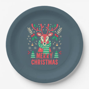 Reindeer Christmas Paper Plate
