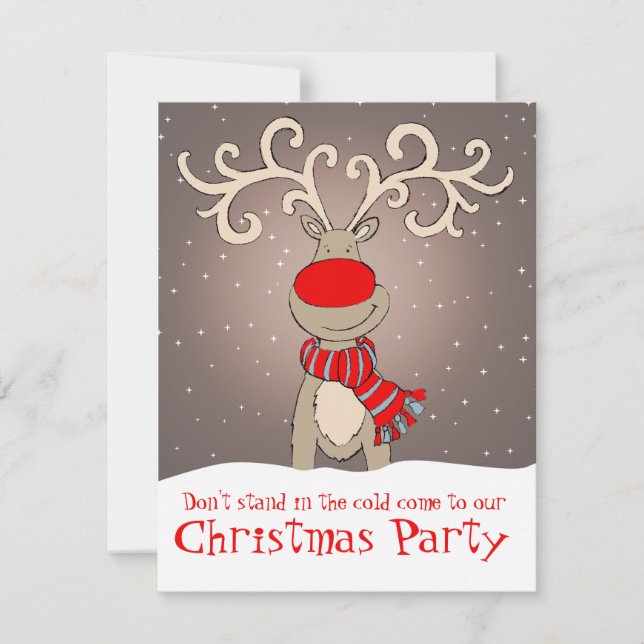 Reindeer christmas party invitation soft grey (Front)