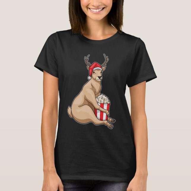 Reindeer Christmas Popcorn T-Shirt (Front)
