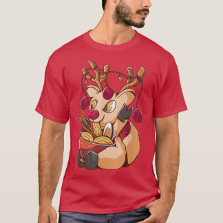 Reindeer Christmas Ramen Kawaii Anime Men Women Ki T-Shirt