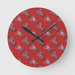 Reindeer Christmas Round Clock