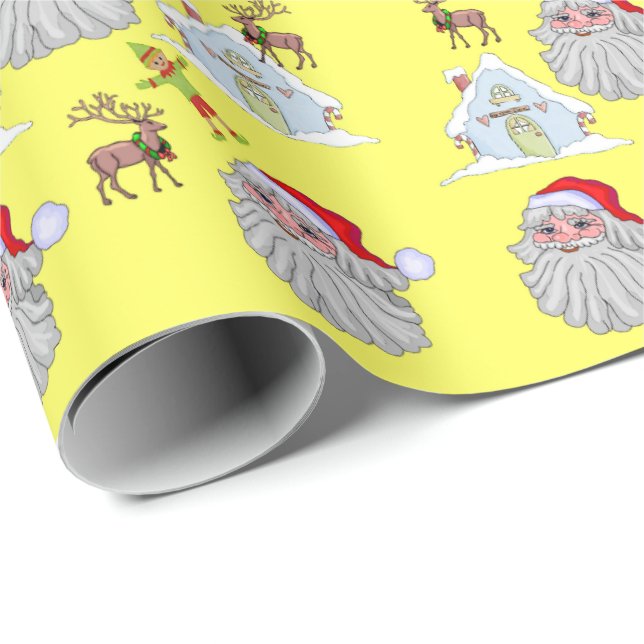 Reindeer Christmas Santa Claus Elf Wrapping Paper (Roll Corner)